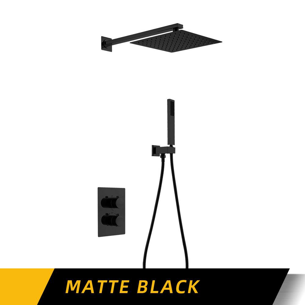 

Gunmetal Thermostatic Faucet Hot And cold 8-16 Inch Shower Faucet Wall Mount Bathroom Tap Square Shower Set 8 inch