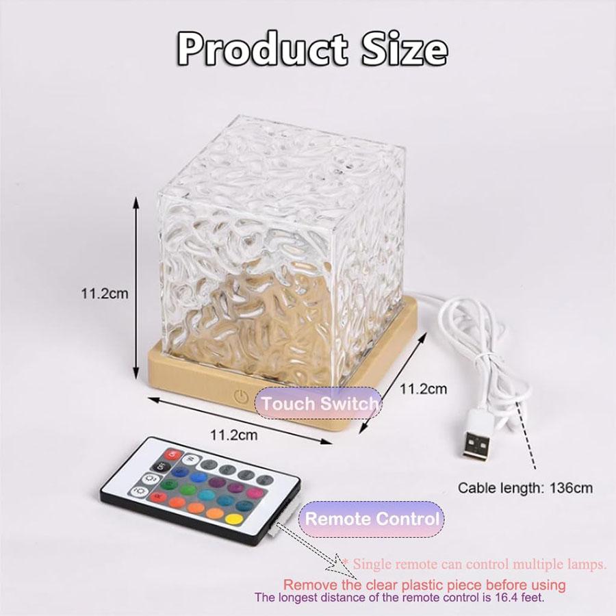 Night Light Projector Cube Light, Luminor the Cube Lamp, Corded Ocean Lamp, Northern Lights Projector Lights with 16 Colors and Dynamic Ripple Effect