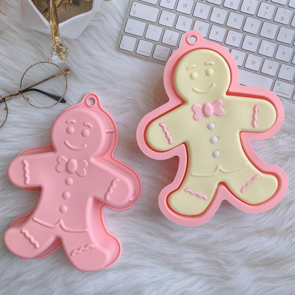 1pc 3D Silicone Gingerbread Man Baking Mold Non Stick Christmas Baking Tray for Cake Pastry DIY Kitchen Bakeware Christmas Gifts