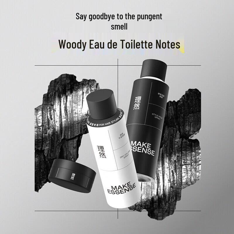 LIRAN Men's Quick-Dry Strong Hold Hair Styling Spray, Woody Scent