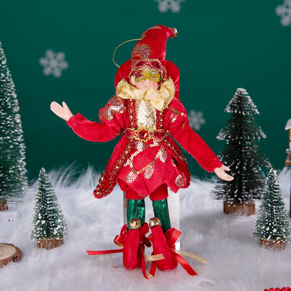 Red-Gold Venetian Mask Christmas Jester Doll