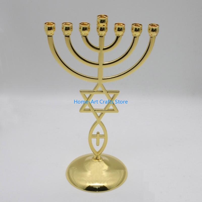 Y3NA 12 Tribes of Israel Menorah Jerusalem Candlestick 7 Branch Je Holder