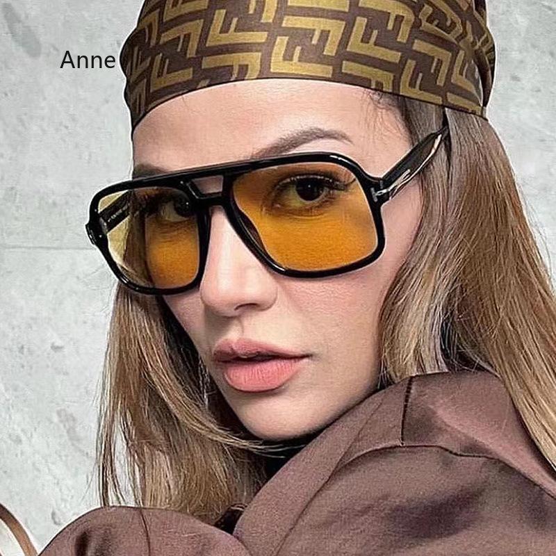 Retro Tortoiseshell Pilot Sunglasses Women  Designer  Oversized Shades Eyewear Driving Double Bridge Men T Sun Glasses