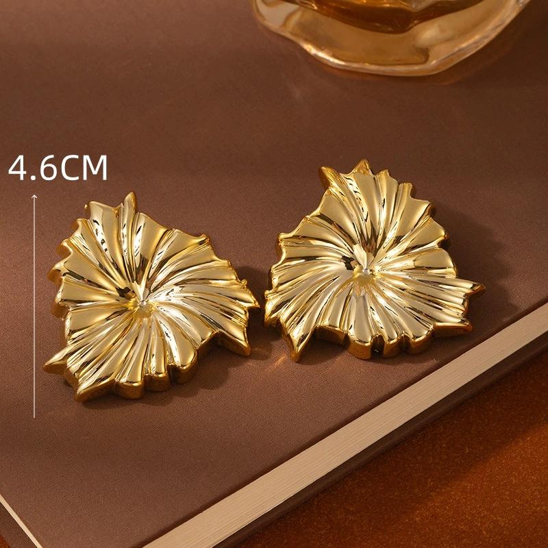 Hyperbole Long Water Droplet Flower Wing Round Wave Square Shell Golden Pendant Earrings for Women CCB Smooth Creative Jewelry
