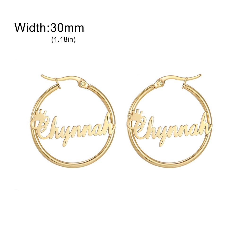 Lemegeton Customized Name Earrings 30 40 50mm Hiphop Hoop Earring Women Stainless Steel Jewelry Trend Personalized Birthday Gift