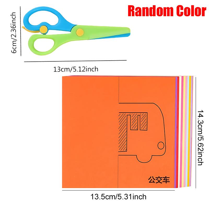 48Sheets Paper Cut Scissors Available Multicolor Lines Animals Vehicles Paper Cutting Gifts Handmade Activities Party Favors ZYF
