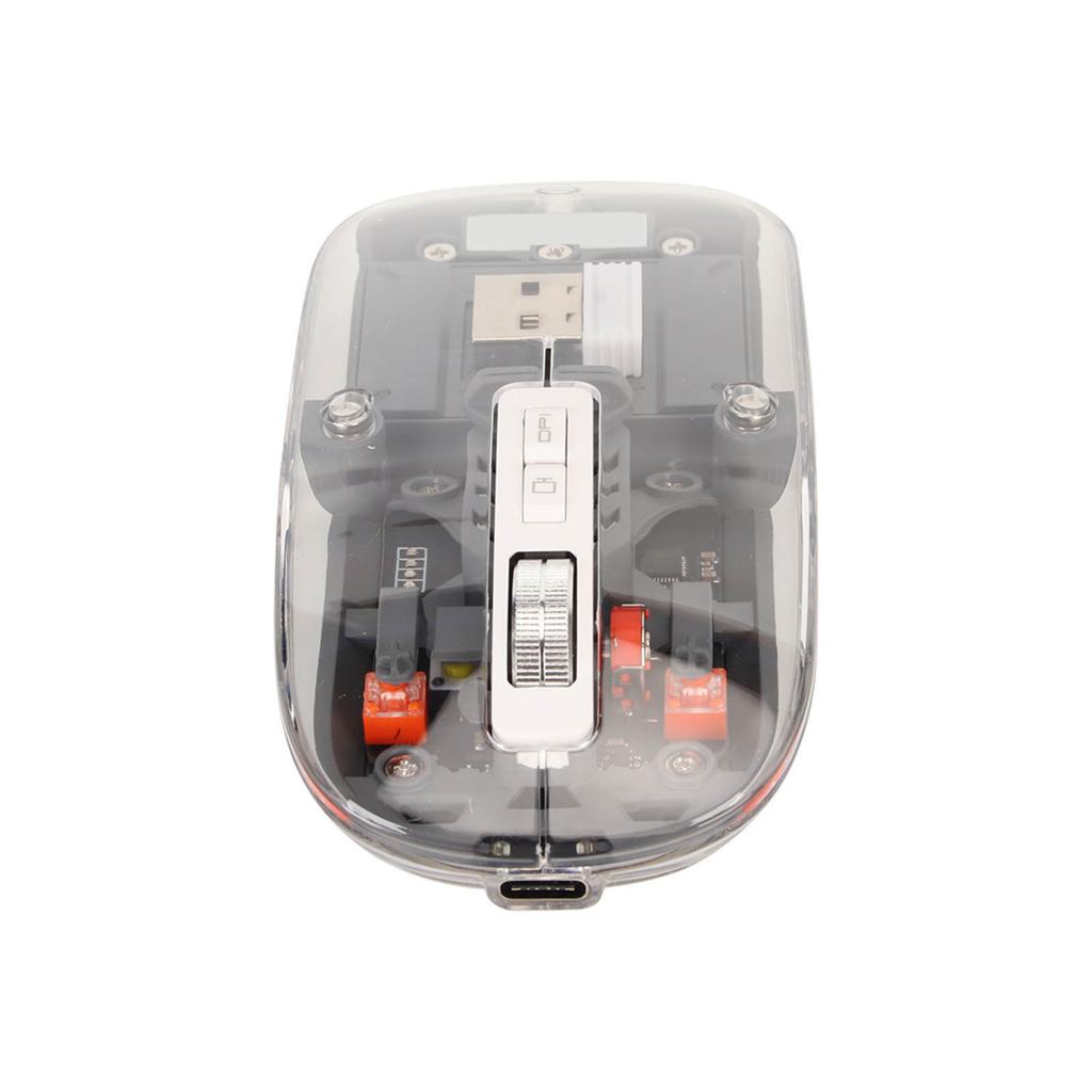 Wireless 2.4G Bluetooth Transparent Mouse 2400 DPI Rechargeable 400mAh RGB Colorful Wireless Mouse Gray