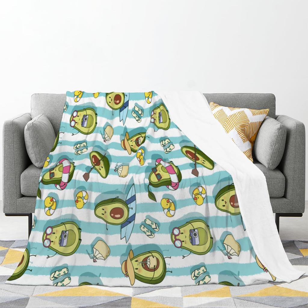 Cartoon Avocado Blanket Flannel Multi-Functional Towel Quilt Four Seasons Air Conditioner Blanket Lunch Break Shawl Fleece Blanket
