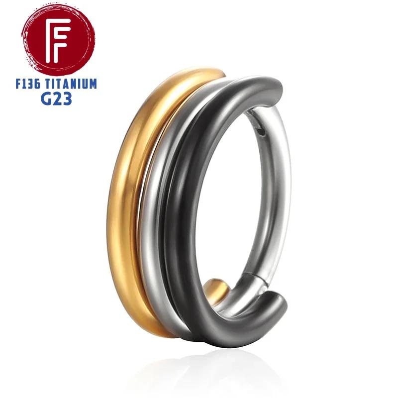 G23 Titanium Daith Cartilage Earrings 16G Helix Nose Septum Piercing Conch Hinged Clicker Body Jewelry Ear Ring Zircon