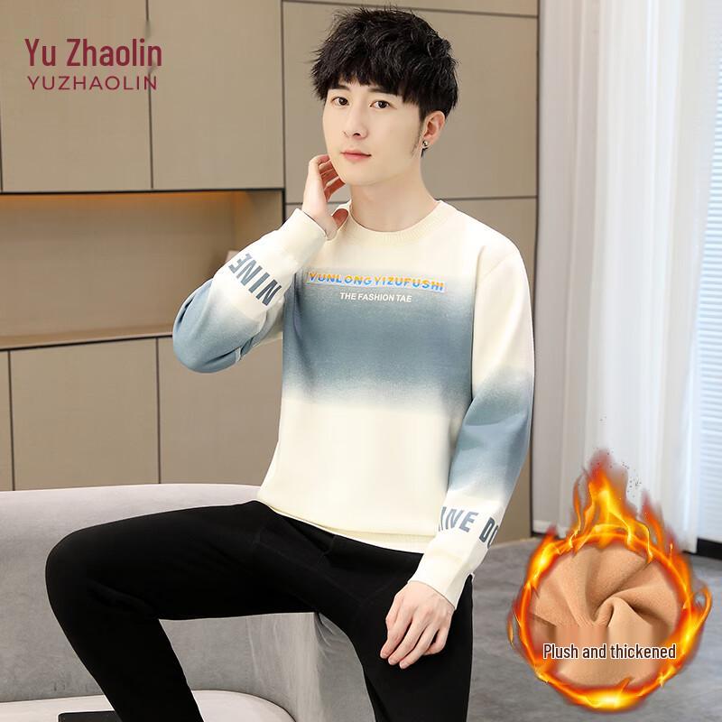 

YUZHAOLIN Men s Fleece-lined Crew Neck Thermal Underwear Set for Teens 3XL