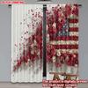 Amerikanische Flagge Blumenvorhänge Digitaldruck Rote Weiße Blumen Sternenmuster Patriotische Wohnzimmer Schlafzimmer Dekor Vorhangset aus 2 Stück Gefertigt Polyester