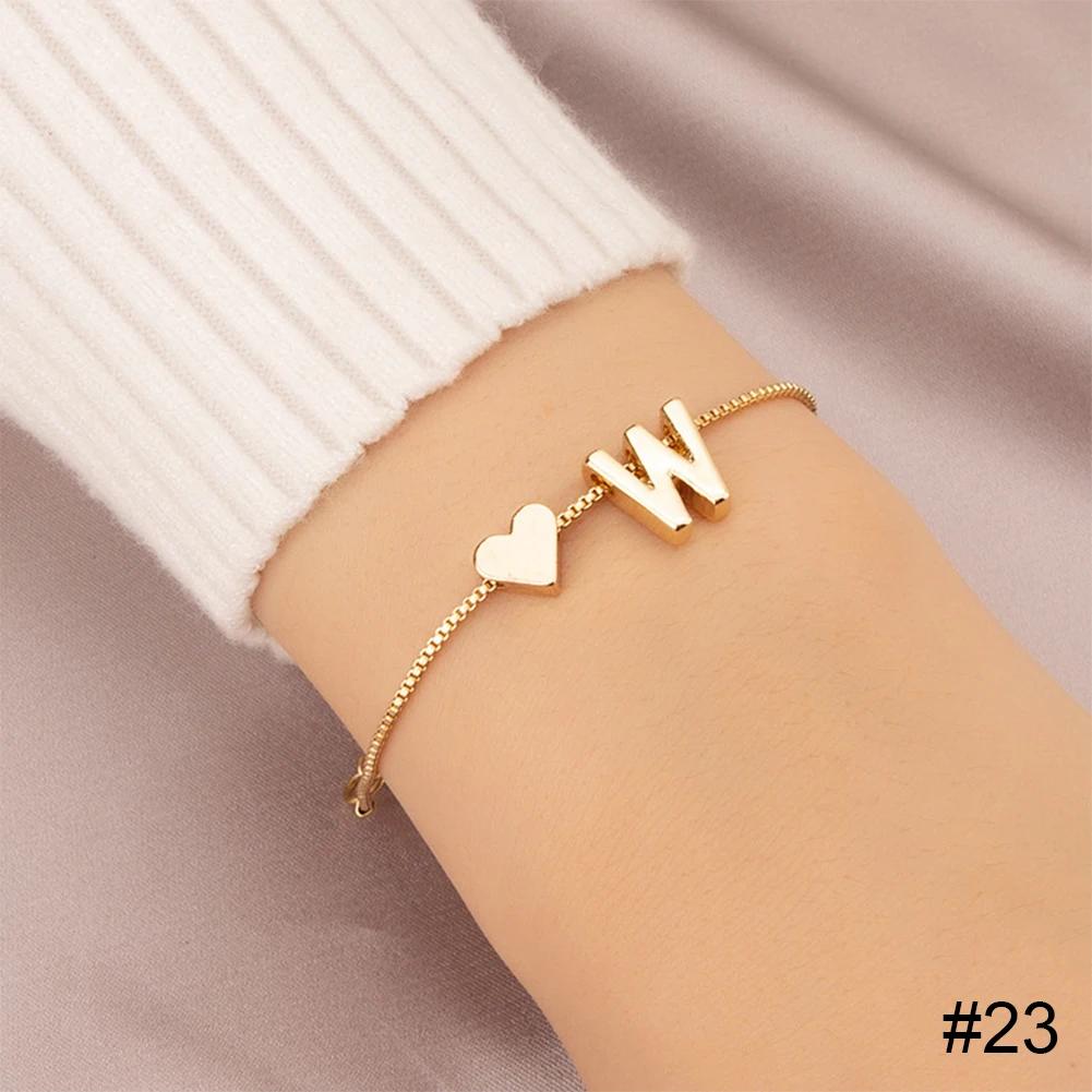 Simple Fashion Love Letter Bracelet Retro Adjustable Alloy Letter Bracelet Women Hand Jewelry Accessory
