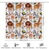 Animal Print Shower Curtain Cartoon Giraffe Lion Decorative Bath Rug With Hooks Set For Kids Bathroom Accessories Home Decoratio