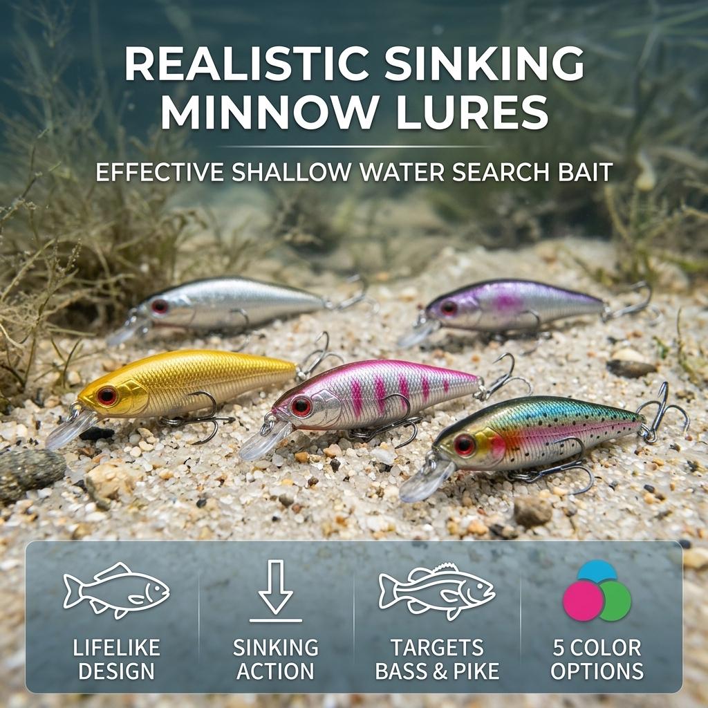 Minnow Lure Sinking Hard Bait 6.5cm 4.3g Realistic Chubs Fishing Lure for Bass Pike