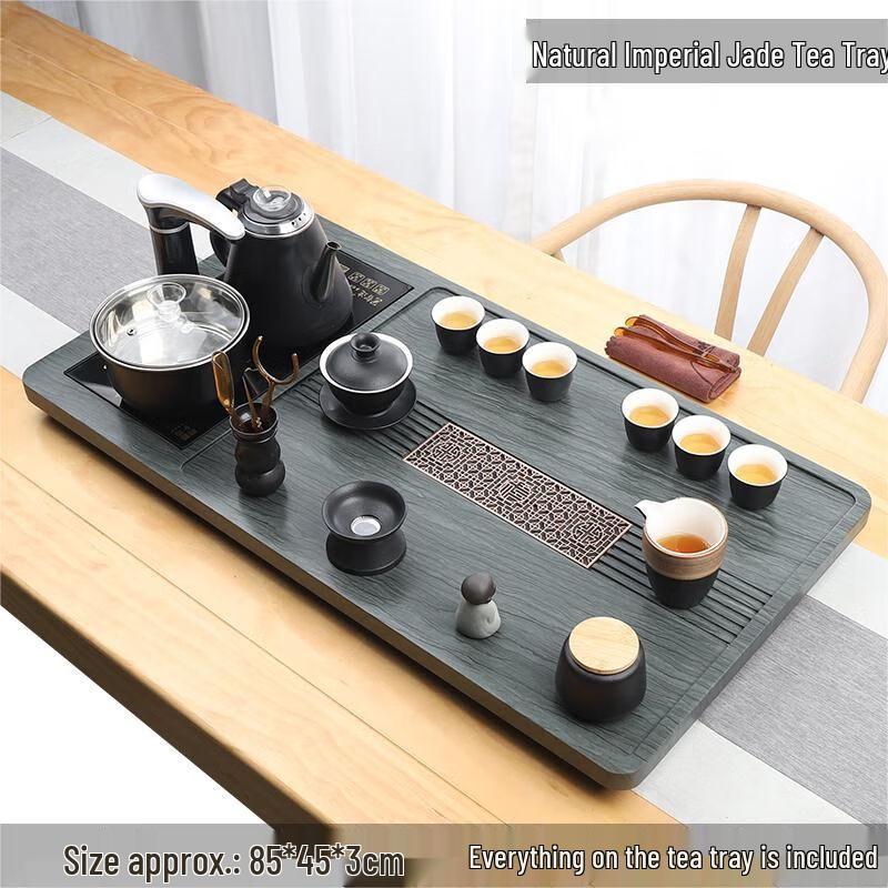 Natural Wood Grain Stone Automatic Tea Set