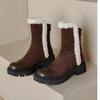 fashion Faux Suede Chunky Platform Ankle Boots for Women Non Slip Thick Plush Winter Boots Woman Warm Non Slip Cotton Padded Shoes Mujer