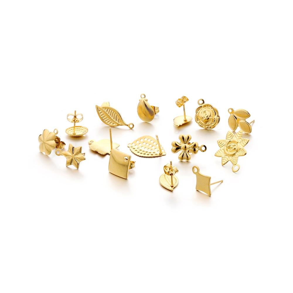 10 stücke Edelstahl Geometrische Runde Ohrring Stud Goldene Ohrringe Basis Mit Ohrring Stecker Anschlüsse Für DIY Schmuck Machen