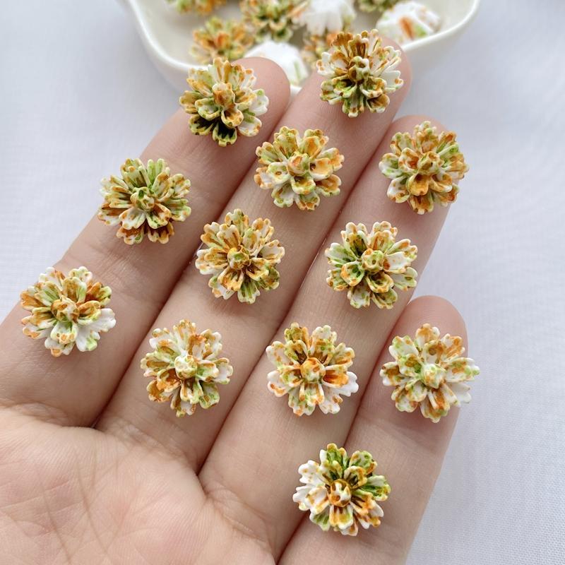 50Pcs New Cute Resin Mini Colorful Flowers Series Flat Back Manicure Parts Embellishments For Hair Bows Accessorie