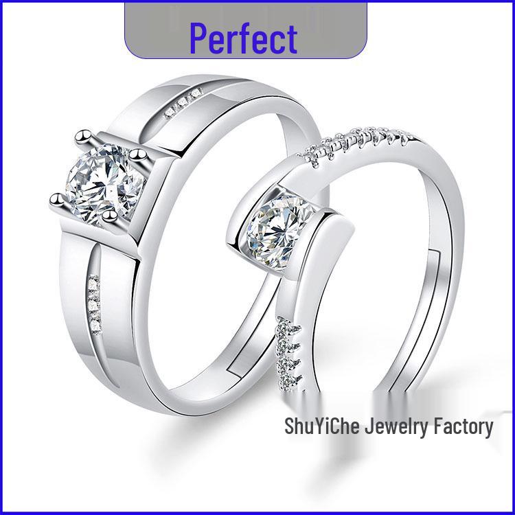 Adjustable Couple Rings: Korean Style White Gold Plated Valentine's Jewelry