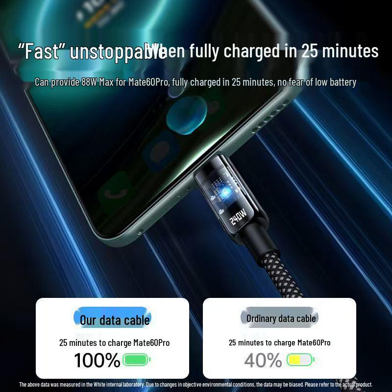 240W Type-C Braided Data Cable for Xiaomi, Meizu, Vivo - 6A Super Fast Charging