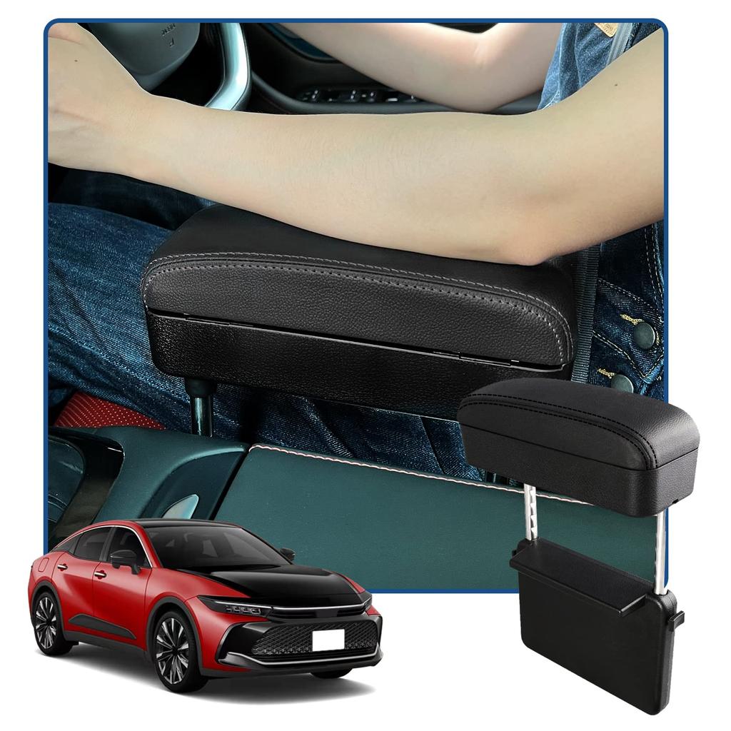 RUIYA Universal Armrest Support Compatible Console Box for Armrest Storage Car Gap Car Storage Pocket with Black Toyota, Box, Armrest, Armrest, (Black