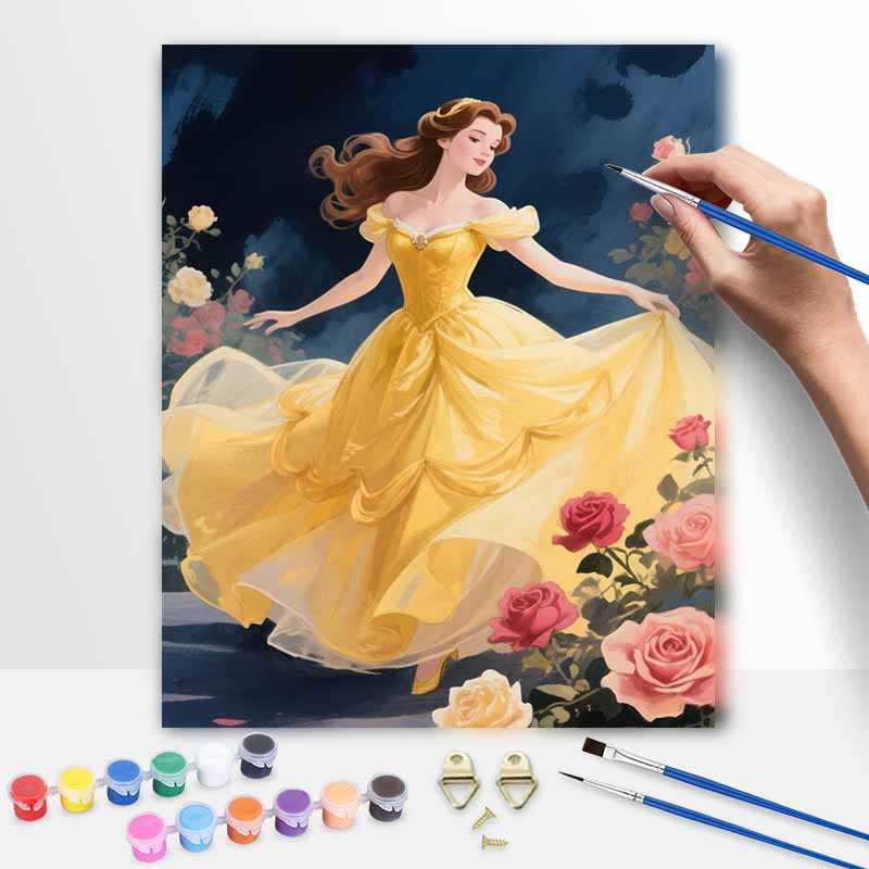 Disney Belle oil painting art set princess rose handmade diy gift home decoration 20x30cm