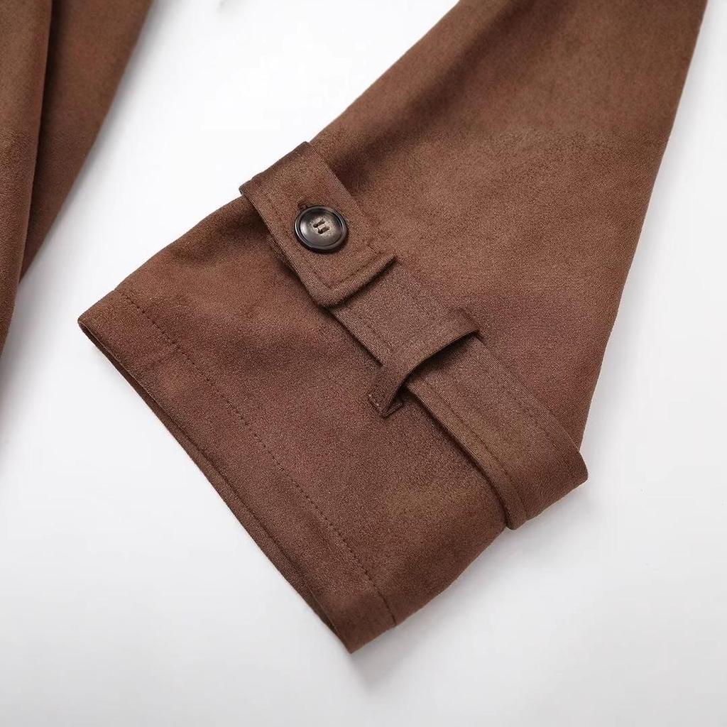 2024 Autumn Women's European & American Style Double-Button Lapel Trench Coat