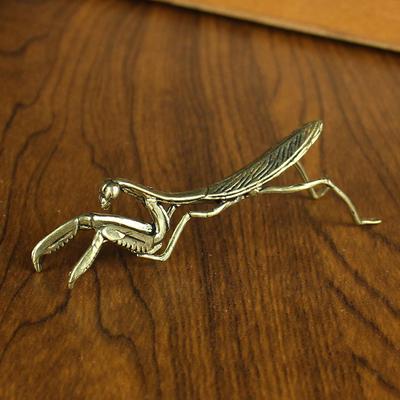 Tang Teng Kupferkunst Messing Gottesanbeterin Kleine Kupferornament Desktop Kreative Metallhandwerkskunst Großhandel Reines Kupfer Tee Haustier Ornament