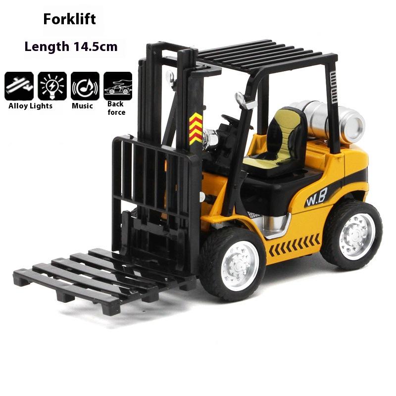 1:24 Alloy Construction Crane & Warehouse Forklift Model Diecast Children'S Engineering Toy Car Simulation Sound Light Toy Gift