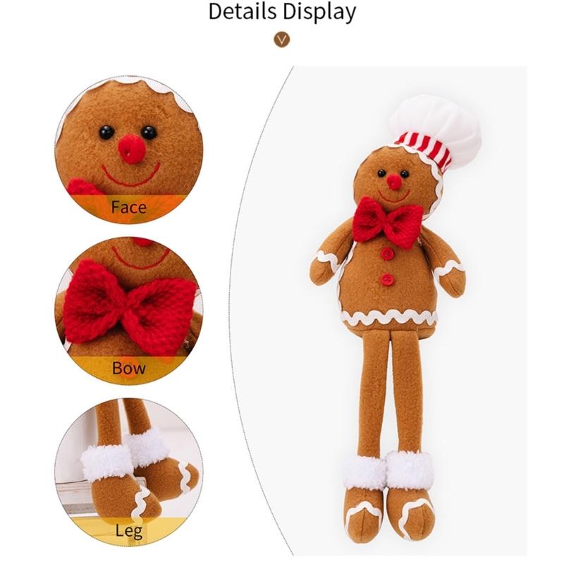 Gingerbreads Man Ornament with Dangling Legs Handmade Window Display Adorment Christmas Tree and Home Decoration
