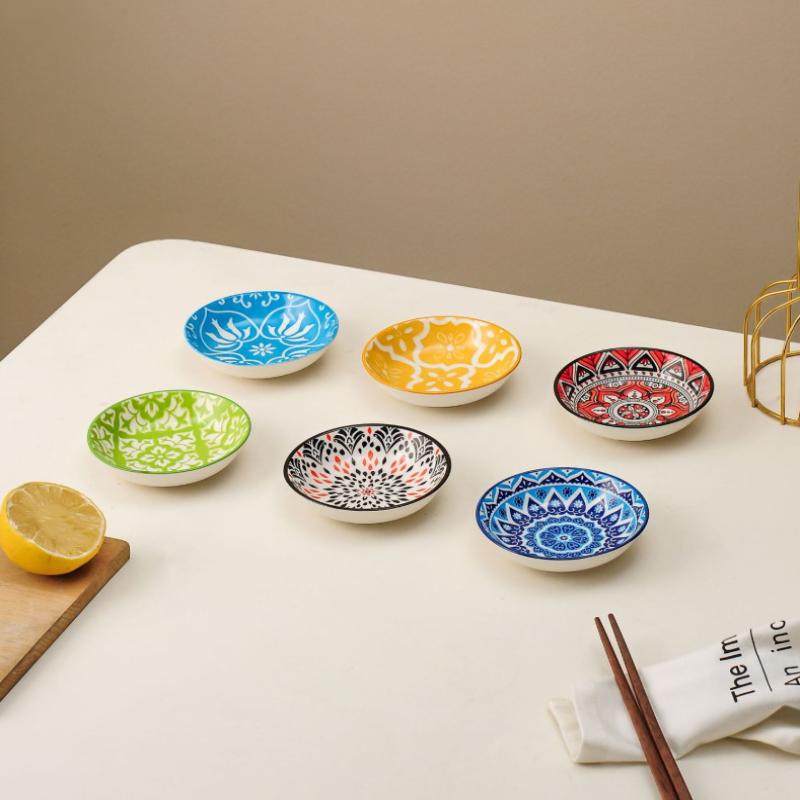 Ceramic Condiment Dishes, Bohemian Style Plates, Sauce Dishes, Suitable For Kitchens, Restaurants, Sushi Shops, And Picnics