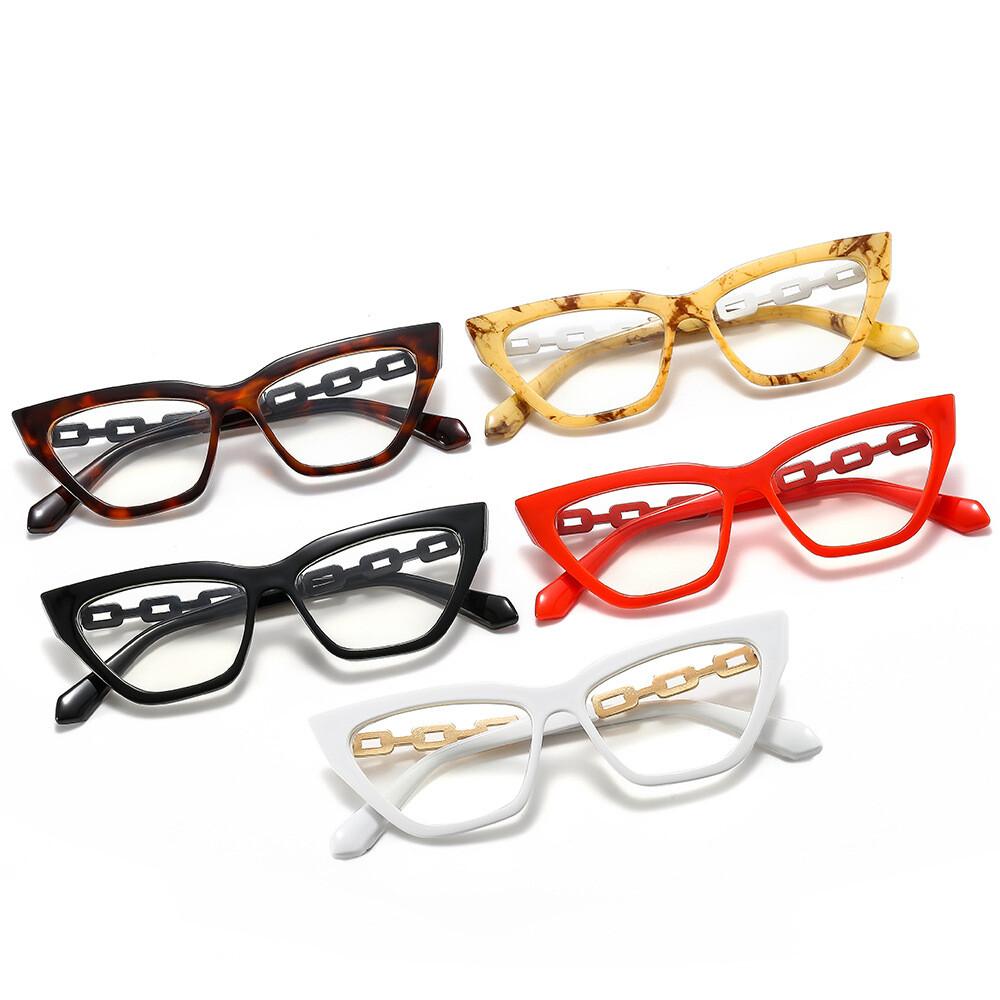 Blue Light Reading Eyewear Glasses Spectacle Feline Cat's Optical Eye Stylish Ladies Blocking Leopard Chain Presbyopic Elegant Female Eyewear