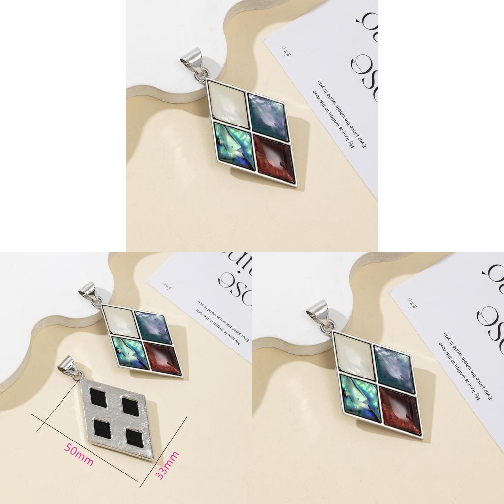 Shell Embellished Diamond Shape Necklace Pendant With Jewelry Accessory For Fashion Enthusiasts