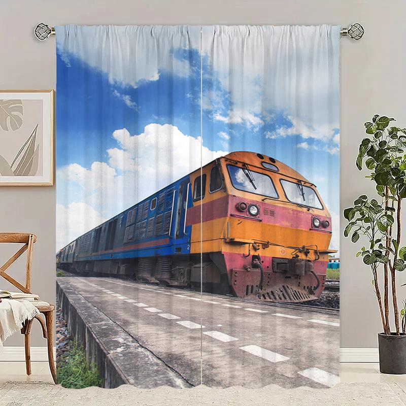 

Поезд под голубым небом - Шторы с HD-печатью - Полиэстер - Подходят для спальни, гостиной, кабинета (настраиваемый) 29Wx64L(75x166CM)x2