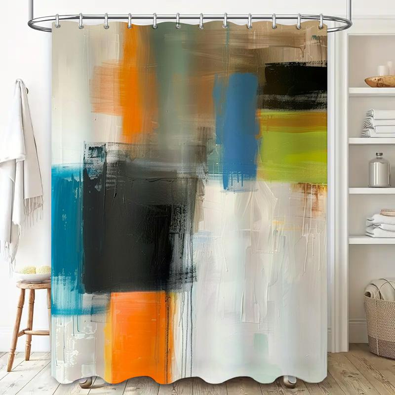 Modern Abstract Bathroom Shower Curtain With Vibrant Colors Perfect For Update Your Bath Decor!