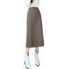 Women's 2025 Autumn Wool High-Waisted Mid-Length Pencil Skirt with Slit