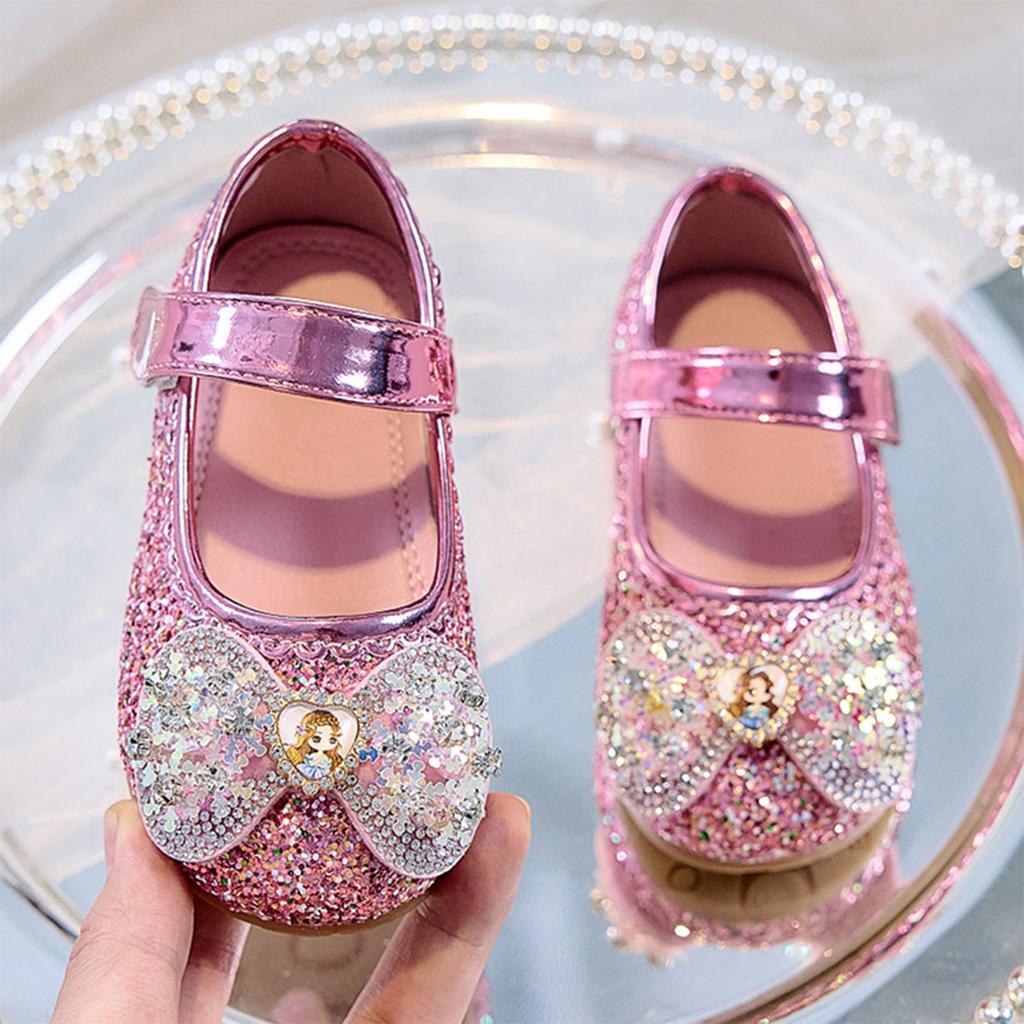 2026 Children Shoes Girls Low Heel Princess Dance Sandals Kids Shoes Glitter Leather Fashion Girls Party Dress Wedding Shoes