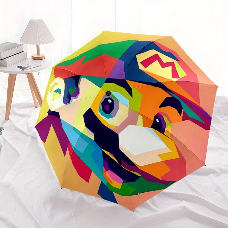 1pc Mario Automatic Open/close Folding Portable Cute Cute Umbrella with 8-Ribs Structure for Women/Men, All-Season Use A0901038