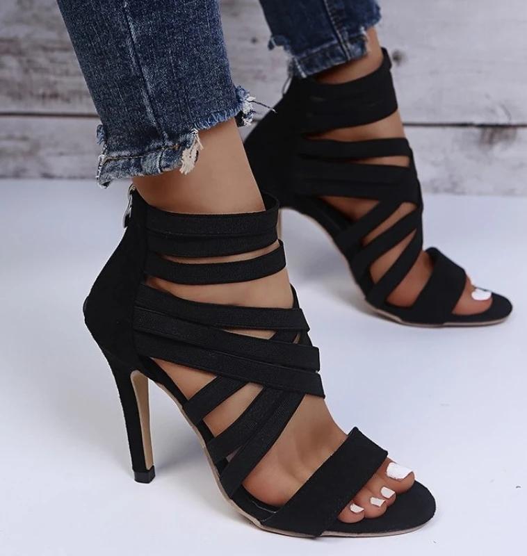 Fashion 2025 New Summer Women's Shoes Sexy Open Toe Gladiator Shoes Women's High Heels Dress Party Wedding High Heels Sandals