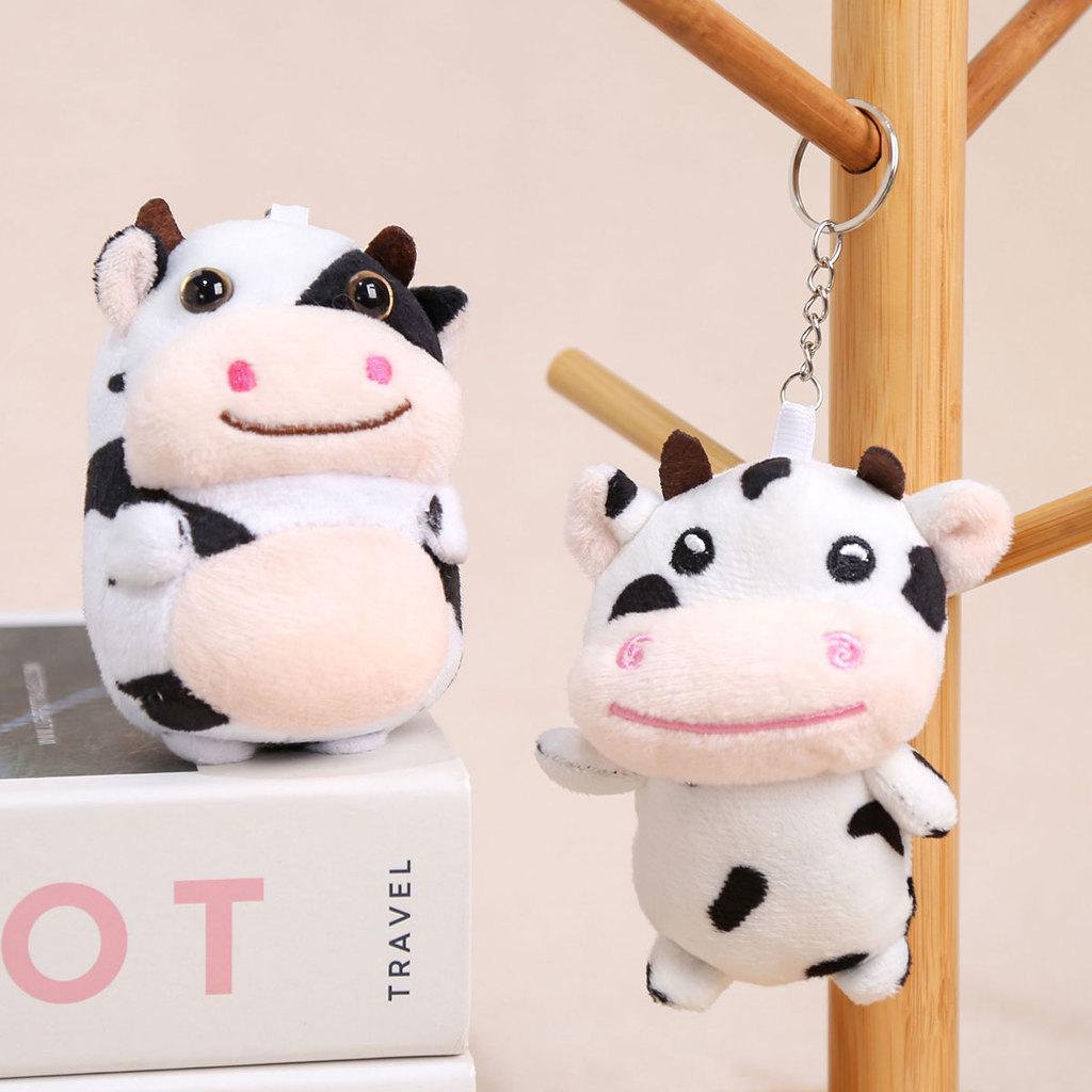 Plush Cow Keychain With Pp Cotton Filling For Girls Bag Decor And Collectible Toy