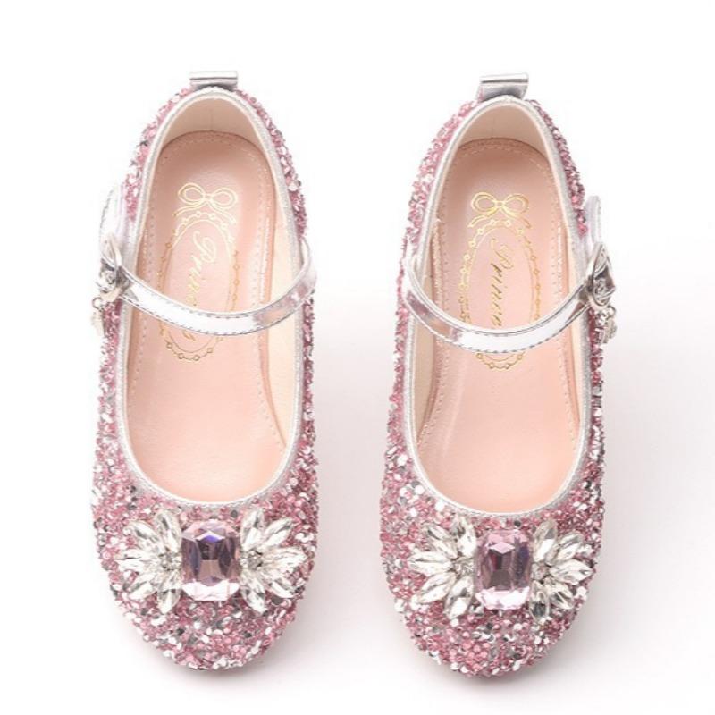 Mädchen Modische Prinzessin Schuhe Kinder Kristallschuhe mit Kleid Performance Schuhe Laufsteg Weichsohlige Kleine Lederschuhe