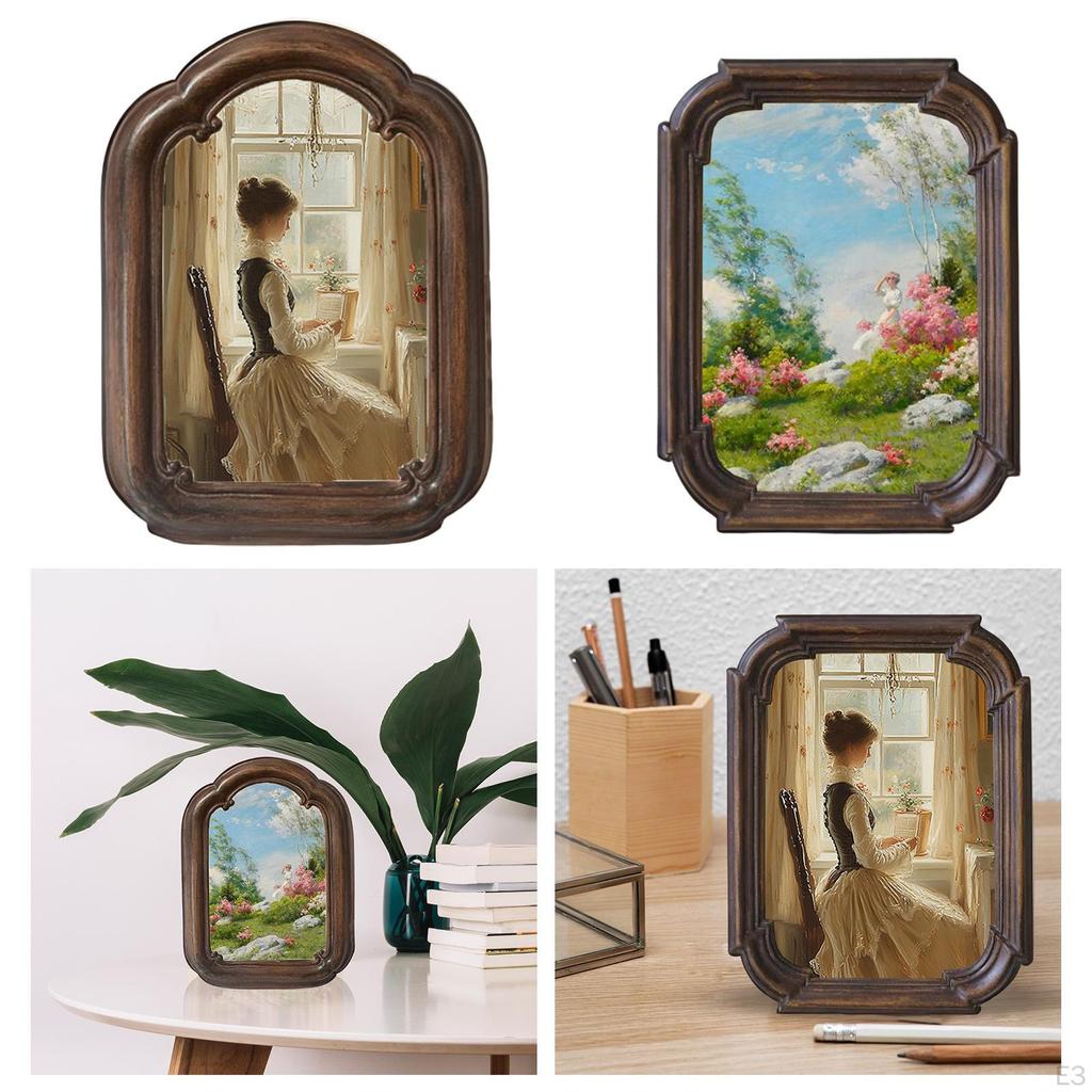 Retro Resin Photo Frame Hand Painted Decorative Elegant Old Fashioned Tabletop Display for Office