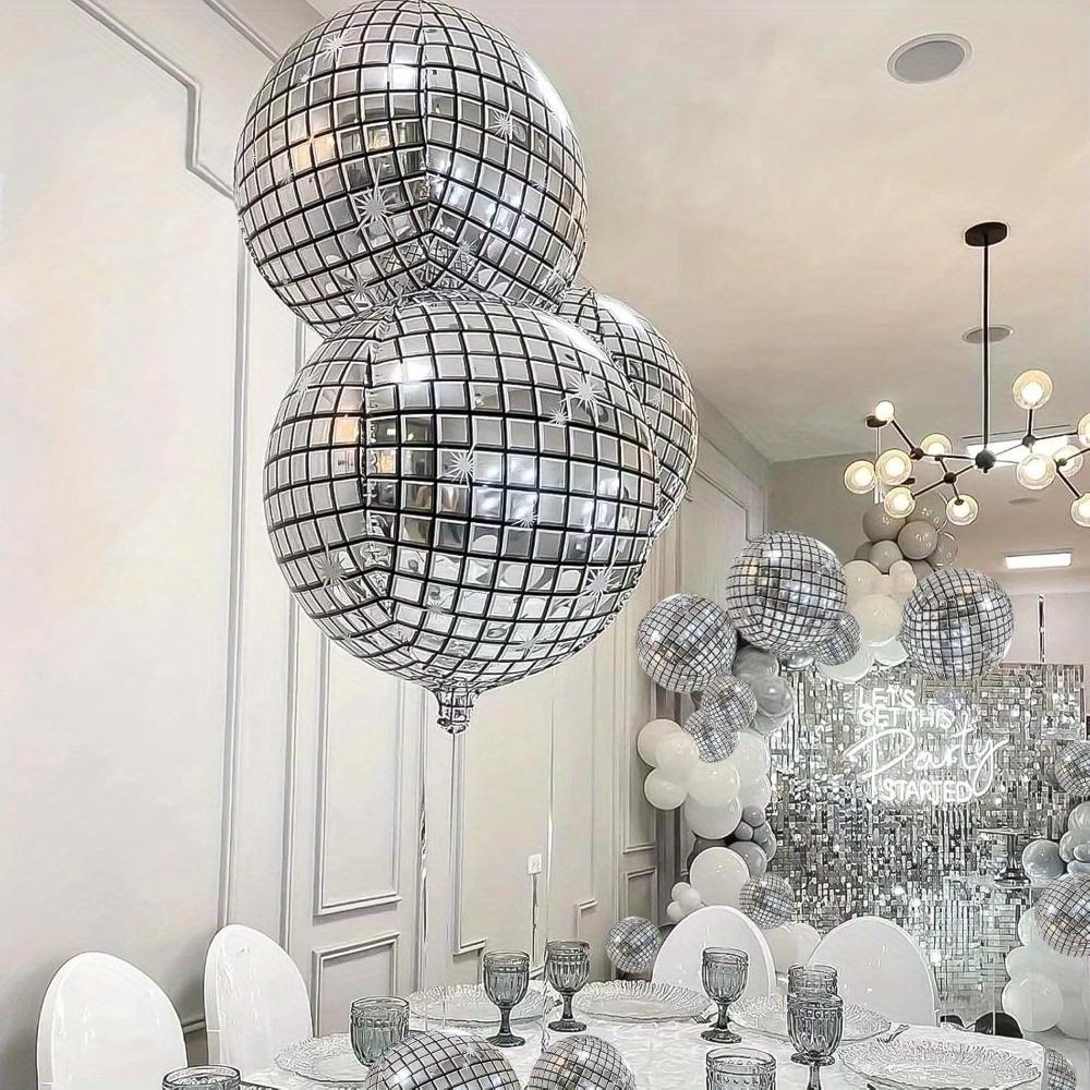 10pcs Silver Disco Balloon 4D Round Balloon Disco Balloon Decorations Bachelorette Party Birthday Party Supplies Party Background Decoration Balloons