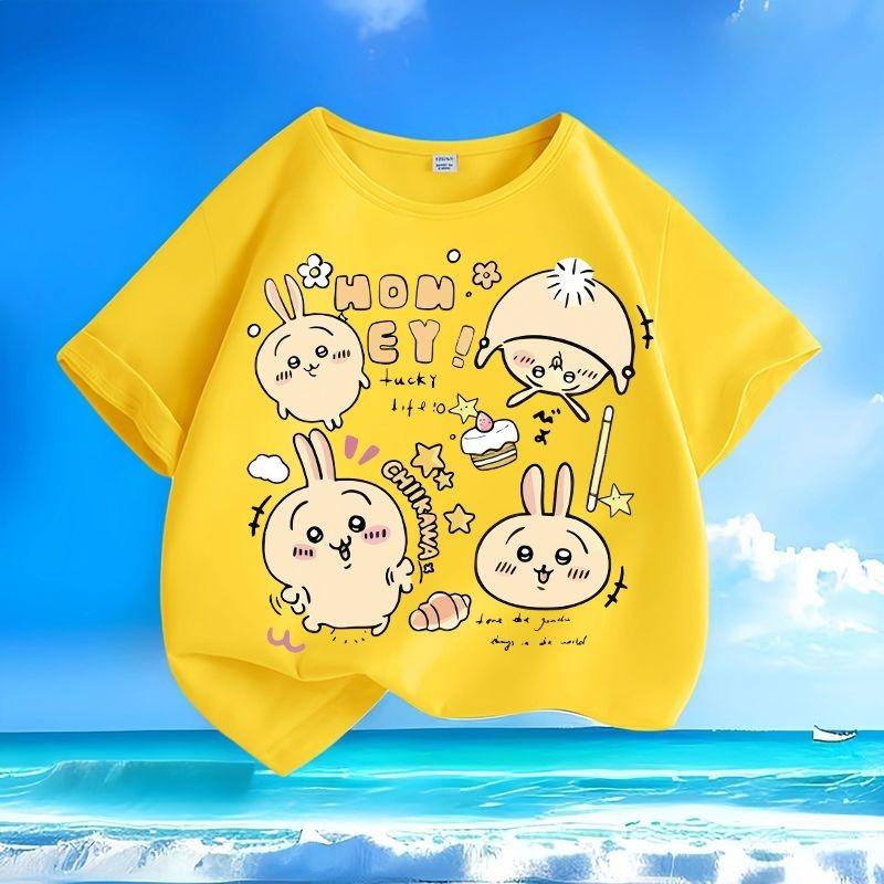 New Summer Cartoon Kids T - Shirts | Anime Prints | Crew Neck Loose & Versatile Short - Sleeve Tops for Boys & Girls