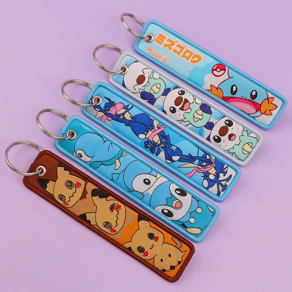 Japanese Anime Elf Monsters Keychain 1pcs Car Backpack Key Holder Embroidery Keyring Key Tag Jet Tag Accessories Gifts for Fans