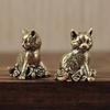 Ottone Gatto Carino Portapocket Vintage Piccolo Animale da Tè Ornamento Animaletto Figurina Gatto Miniatura Decorazioni da Scrivania