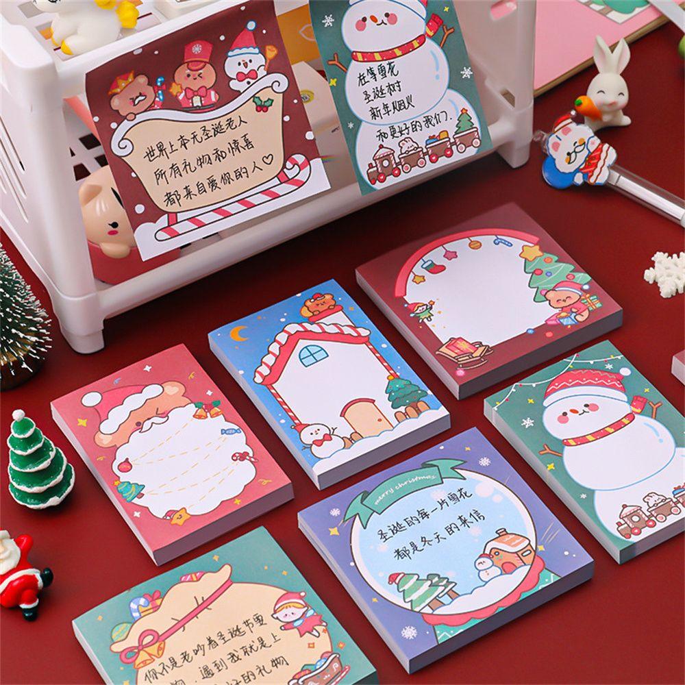 Office Supplies Santa Self-Adhesive Christmas Memo Pads Message Notes Writing Paper Sticky Notes