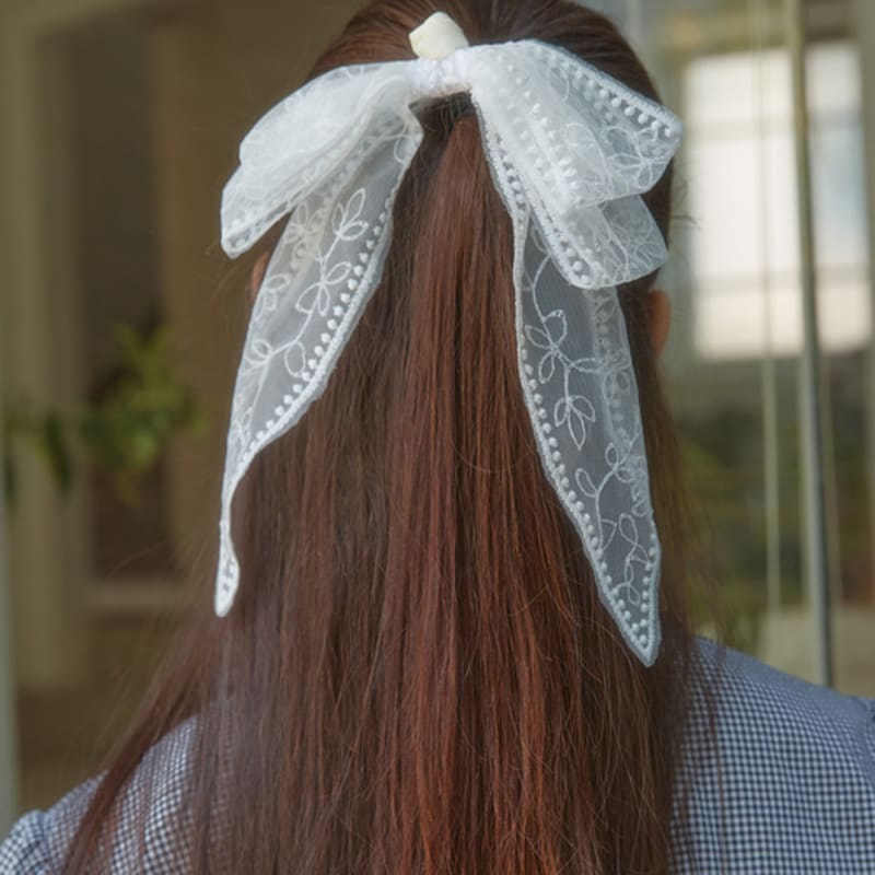 ANOETIC ROSE LACE RIBBON TIE_WHITE