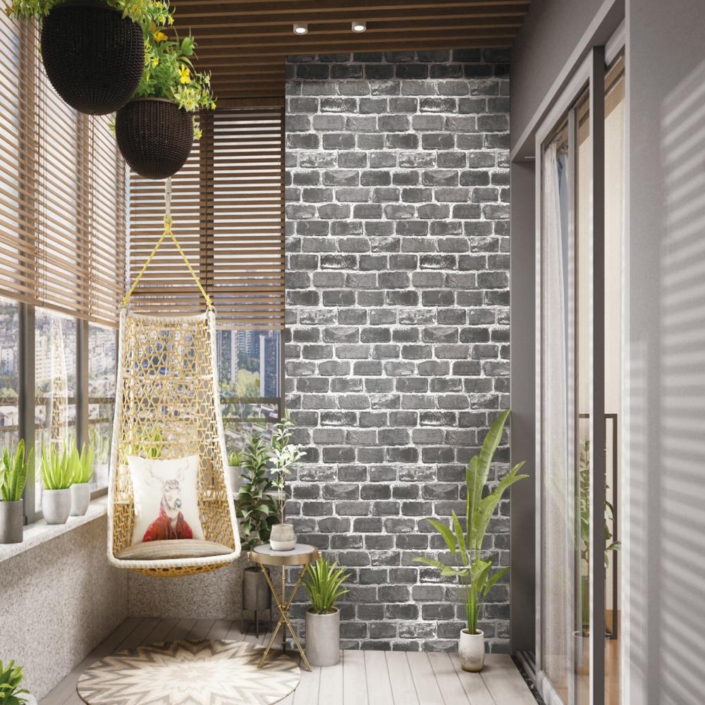 1pc Plane 3D Vintage Grey Brick Peel And Stick Wallpaper Faux Textured Stone Self Adhesive Wallpaper For  Home Wall Decor