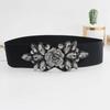 Wide Women Waistband Korean Style Rhinestone Waist Belt Fashion Elastic Cummerbunds  Sweater
